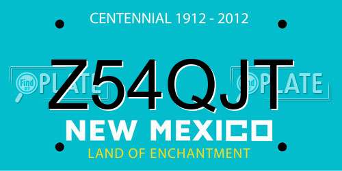 Z54QJT New Mexico License Plate