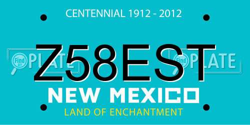 Z58EST New Mexico License Plate