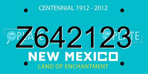 Z642123 New Mexico License Plate