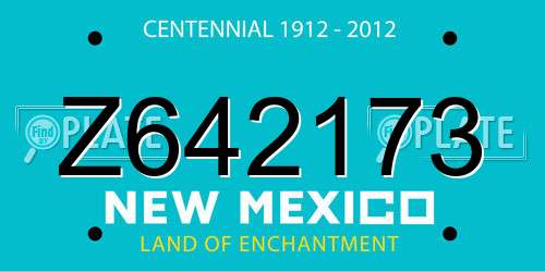 Z642173 New Mexico License Plate