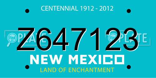 Z647123 New Mexico License Plate