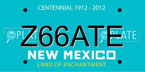 Z66ATE New Mexico License Plate