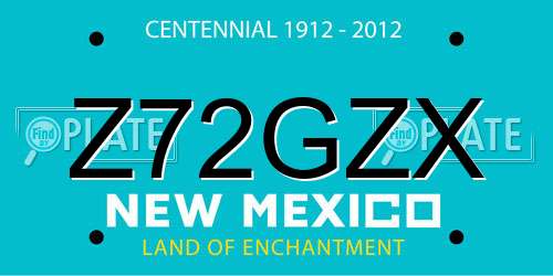 Z72GZX New Mexico License Plate