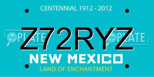 Z72RYZ New Mexico License Plate