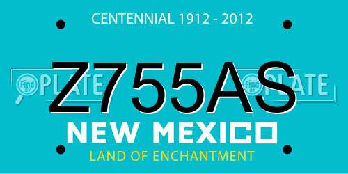 Z755AS New Mexico License Plate
