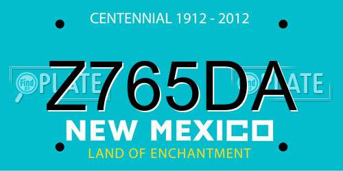 Z765DA New Mexico License Plate