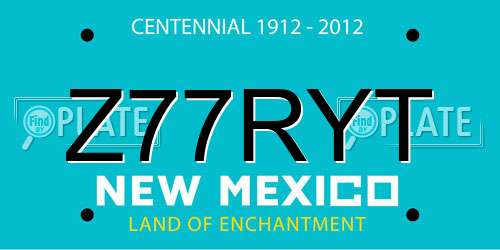 Z77RYT New Mexico License Plate