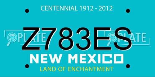 Z783ES New Mexico License Plate