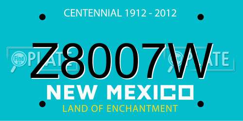 Z8007W New Mexico License Plate