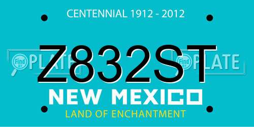 Z832ST New Mexico License Plate