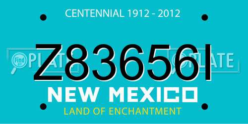 Z83656I New Mexico License Plate