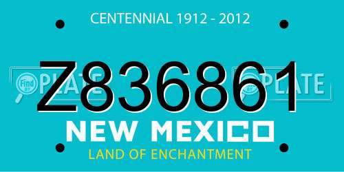Z836861 New Mexico License Plate