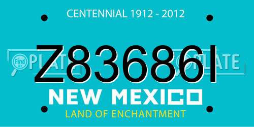 Z83686I New Mexico License Plate