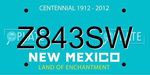 Z843SW New Mexico License Plate