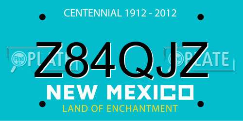 Z84QJZ New Mexico License Plate