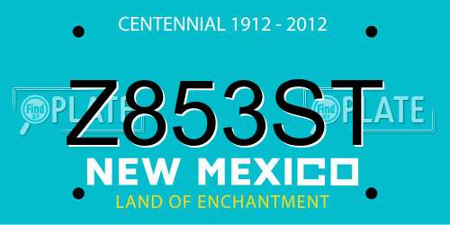 Z853ST New Mexico License Plate