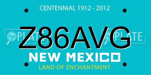 Z86AVG New Mexico License Plate