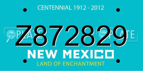 Z872829 New Mexico License Plate