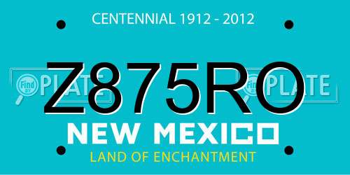 Z875RO New Mexico License Plate