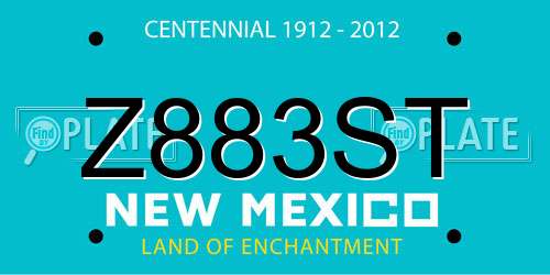 Z883ST New Mexico License Plate