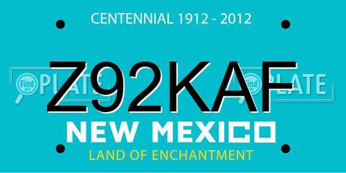 Z92KAF New Mexico License Plate