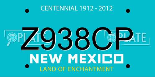 Z938CP New Mexico License Plate