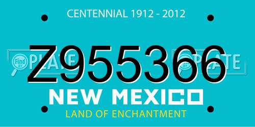 Z955366 New Mexico License Plate