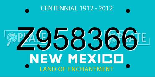 Z958366 New Mexico License Plate