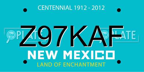 Z97KAF New Mexico License Plate