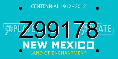 Z99178 New Mexico License Plate