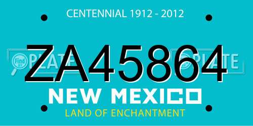 ZA45864 New Mexico License Plate