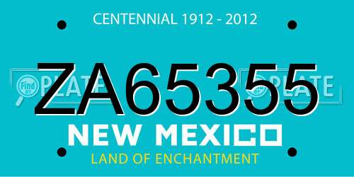 ZA65355 New Mexico License Plate