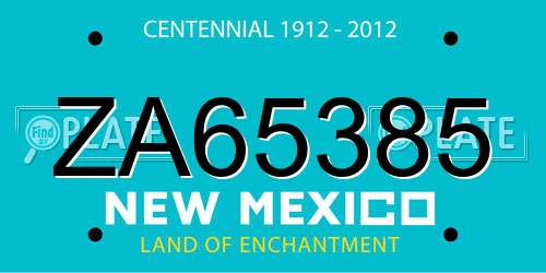 ZA65385 New Mexico License Plate
