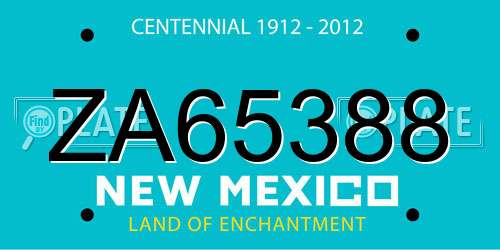 ZA65388 New Mexico License Plate