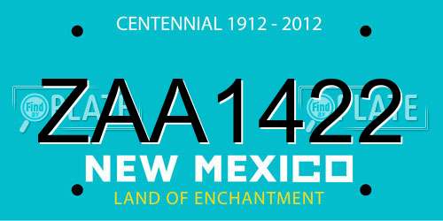 ZAA1422 New Mexico License Plate