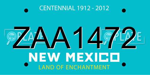 ZAA1472 New Mexico License Plate