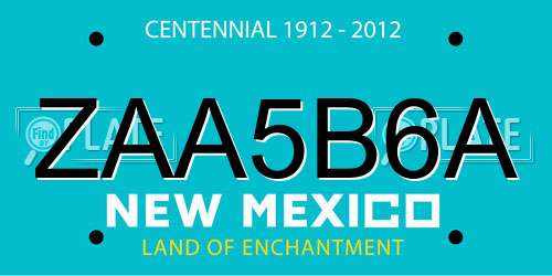 ZAA5B6A New Mexico License Plate
