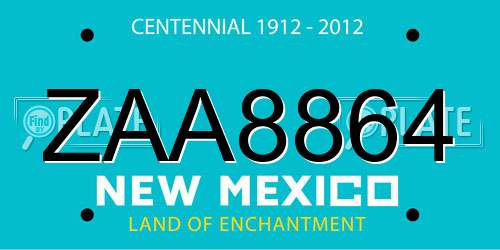 ZAA8864 New Mexico License Plate