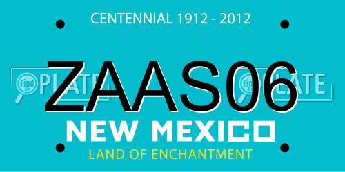 ZAAS06 New Mexico License Plate