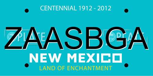 ZAASBGA New Mexico License Plate