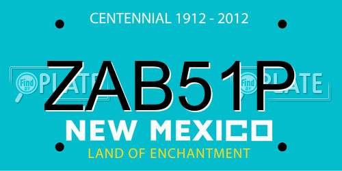 ZAB51P New Mexico License Plate