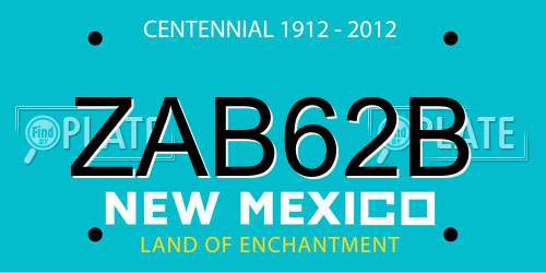 ZAB62B New Mexico License Plate