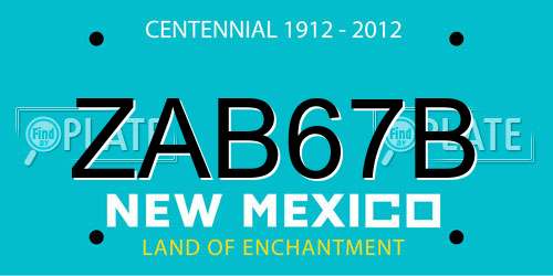 ZAB67B New Mexico License Plate