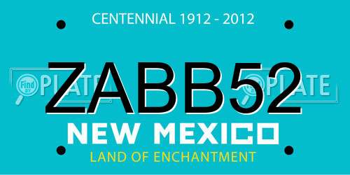 ZABB52 New Mexico License Plate