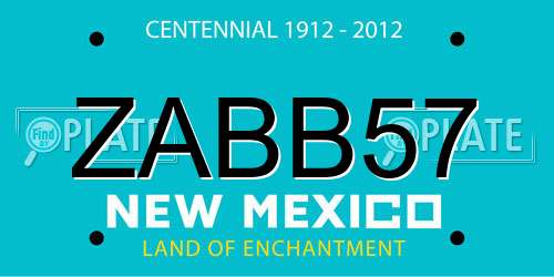 ZABB57 New Mexico License Plate