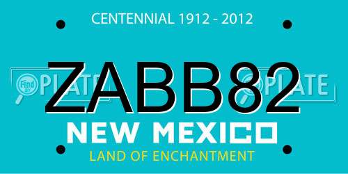 ZABB82 New Mexico License Plate