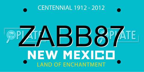 ZABB87 New Mexico License Plate