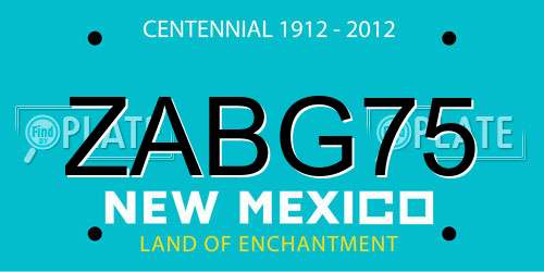 ZABG75 New Mexico License Plate