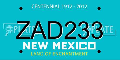 ZAD233 New Mexico License Plate