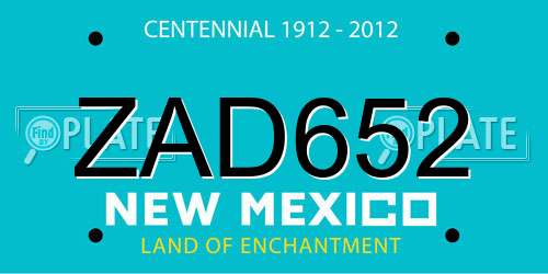 ZAD652 New Mexico License Plate